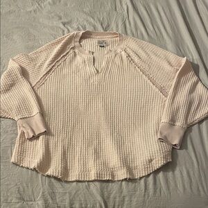 American Eagle Outfitters Beige Ribbed Sweater